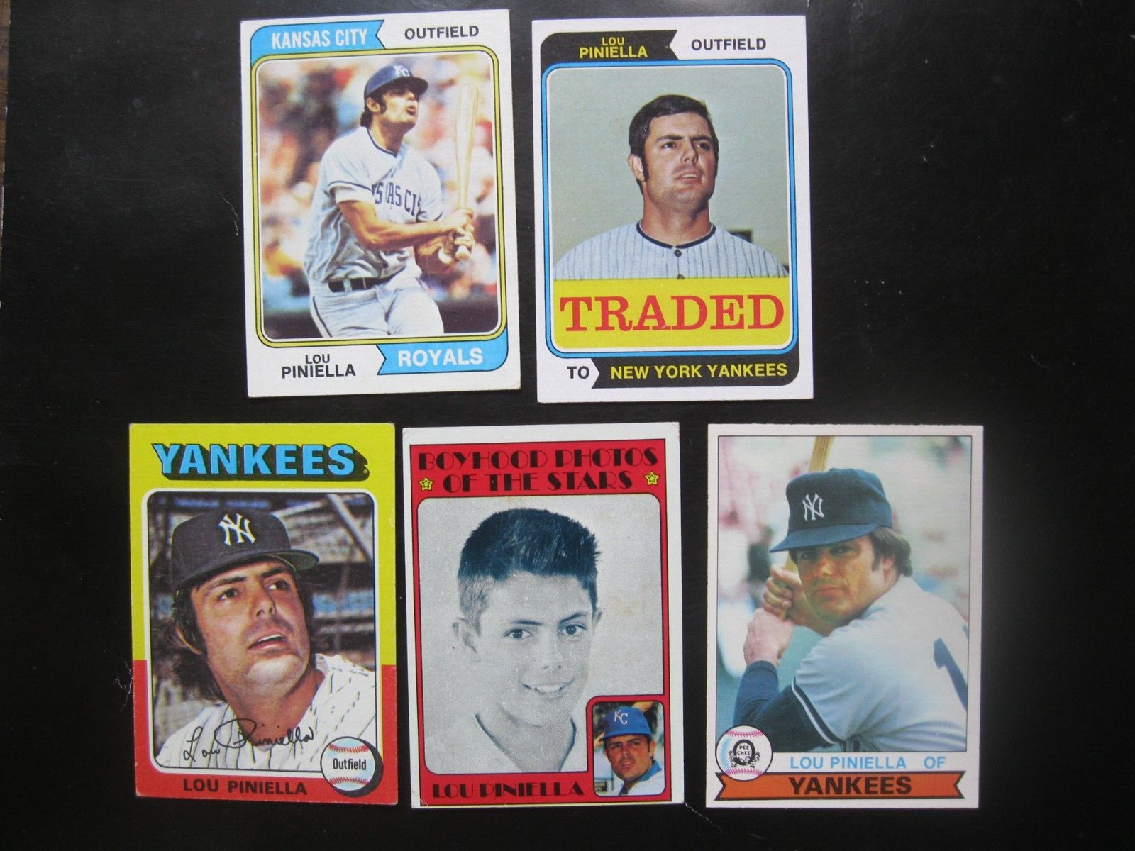 Lou Piniella Lot 1972 BH 1974 1974 1975 1979 OPC New York Yankees