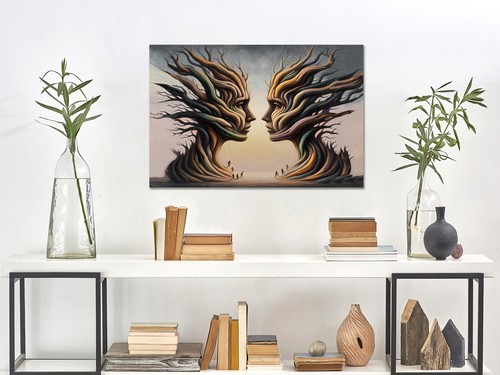 Paar zueinander im Dali-Stil montierter Leinwanddruck bereit zum Aufhängen - Bild 8 von 10