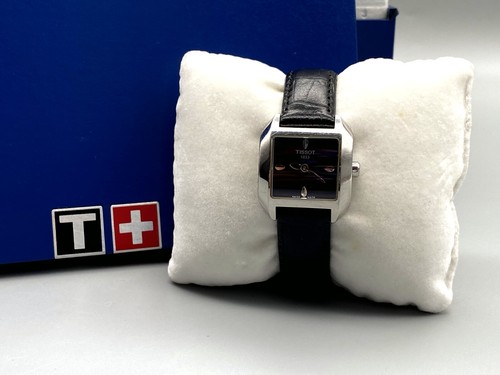 Tissot water-resistant sapphire crystal ladies black wristwatch Genuine Leather - Picture 10 of 12