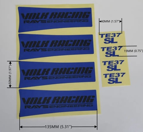 Full Set 8pcs Volk Racing TE37 SL Rays Engineering Wheel Rim Decal Sticker Kit - Picture 16 of 29