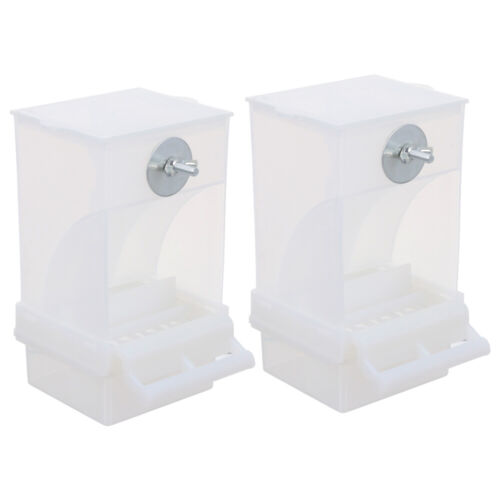  2 Pcs White Acrylic Parrot Feeder Travel Finch Food Container Cereal - Afbeelding 1 van 12