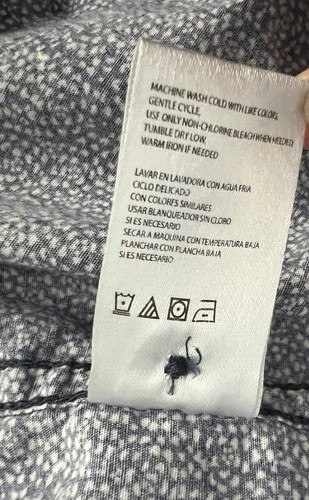 Camicia uomo vintage resistente alle intemperie con bottoni blu e bianca taglia L - Foto 5 di 5
