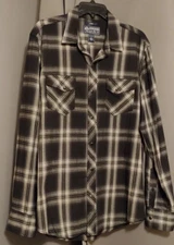 Mens American Rag CIE NWT Nice Black Gray Button Down L/S Shirt Snap Buttons L