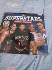 WWE Superstars 2025 12X12 Wall Calendar Roman Reigns Rhea Ripley Bianca Belair