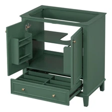 30" Bathroom Vanity with Drawer, Solid Frame & MDF Board, No Sink, Dark Green