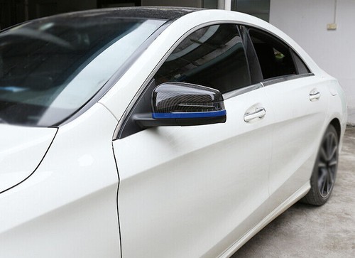 For Benz S-Class 2010-12 ABS Blue Carbon Fiber Rear View Side Mirror Cover Trim - Picture 5 of 7