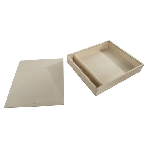 Large 2 Sections Wooden Keepsake Gift Box For Paint Craft | 38.5 x 33.5 x 6 cm - Picture 7 of 11