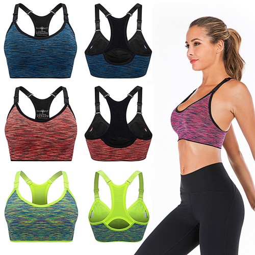 Womens Yoga Vest Fitness Tank Top Seamless Racerback Padded Sports Bra Bikini - Picture 6 of 18