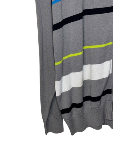 PGA Tour Herren Pullover gestreift Golf durchgehender Reißverschluss Cardigan Stehkragen grau Large neu mit Etikett - Bild 3 von 10