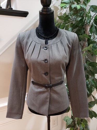 Isabella Women Gray 100% Polyester Long Sleeve Button Front & Belt Jacket Size 8 - Picture 12 of 12