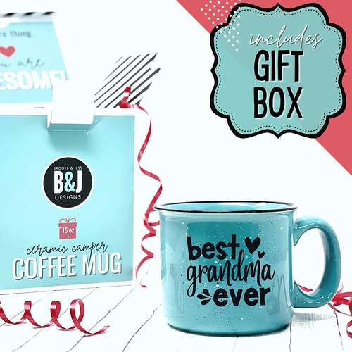 Best Grandma Ever Teal - Cute Funny Coffee Mug 14 oz, - Picture 5 of 7