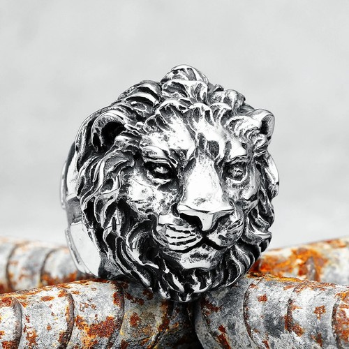 Men's Powerful Royal Cross Lion Ring Stainless Steel Biker Jewelry Punk New Ring - Picture 13 of 24