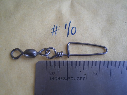 50 PCS. BLACK NICKEL COASTLOCK SNAP CRANE SWIVEL #1/0, 140 LBS TEST 2-1/2"X5/16" - Picture 2 of 3