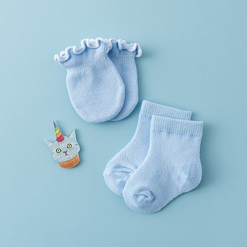 4 Pairs Lovely Baby Socks Gloves Cotton Mittens Socks Anti-scratch Face Gloves
