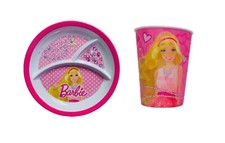 Barbie Children's Tableware Dish Set Plate and 16 oz cup Love and Perfume 