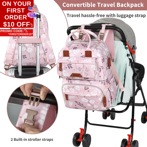 Diaper Bag Backpack for Baby Girl, Multifunction Waterproof Diaper Bag for Mom D - Picture 5 of 12