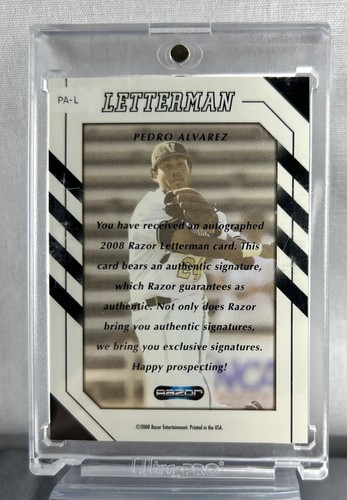 2008 Razor Letterman Autograph "L" Pedro Alvarez - Pittsburgh PA-L - Picture 2 of 7
