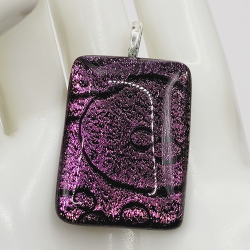 Artisan Modern Dichroitischer Glas Anhänger Magenta Rosa Lila Farbe Foliert Glitzer - Bild 20 von 24