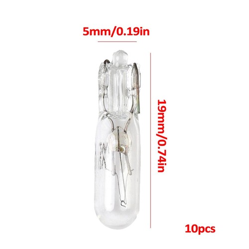 10pcs Car T5 Glass Halogen Light Bulbs 2 Pin Indicator Lights 12V 1.2W White - Picture 3 of 7