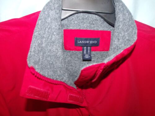 Lands' End Solid Red Mock Neck Long Sleeve Fleece Lined Windbreaker Jacket Sze M - Picture 2 of 7
