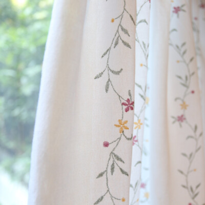 Rod Pocket Short Curtain Cute Embroidered Half Curtains Cafe Window Drape Rod Pocket Short Curtain Cute Embroidered Half Curtains Cafe Window Drape