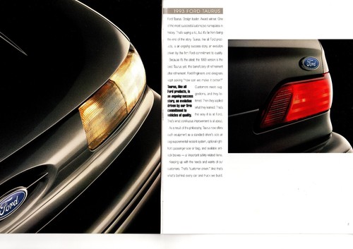 1993 Ford TAURUS Brochure / Catalog / Pamphlet: SHO,GL,LX,Station Wagon,Sedan, - Picture 3 of 7