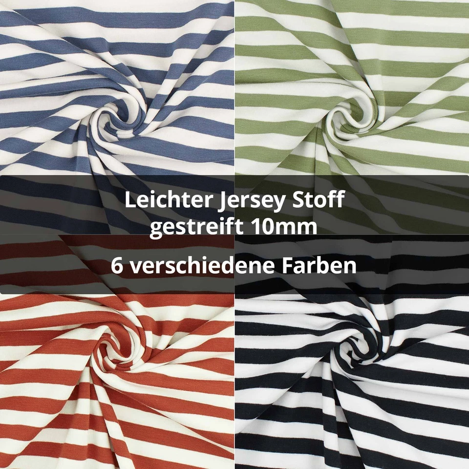 FITZIBIZ Jersey Stoff, leichter Jersey, gestreift, garngefärbt, 10mm (Meterware ab 0,50m)
