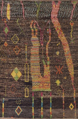Geometric Moroccan Tribal Rug 9'x13' Wool Hand-knotted Dining Room Rug Carpet