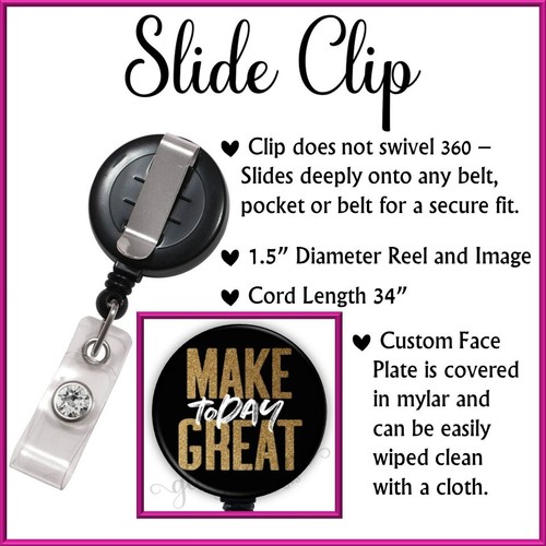 Motivational Retractable Badge Reel, Inspirational ID Work Badge Clip - 6382G - Picture 4 of 9