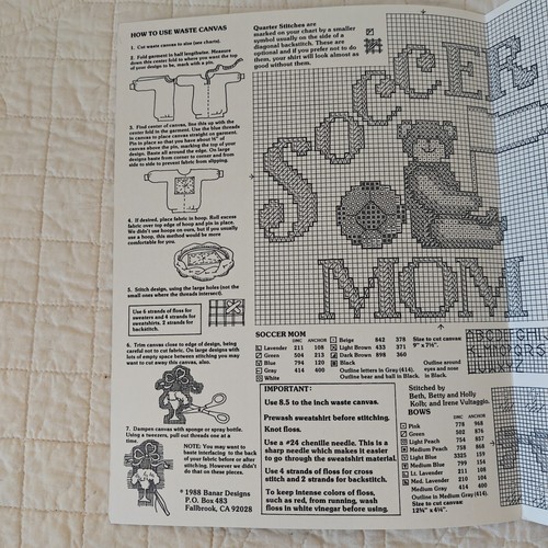 1988 Vtg Sweatshirt Stitchin Counted Cross Stitch Patterns Banar Designs CL 86 - Picture 6 of 12