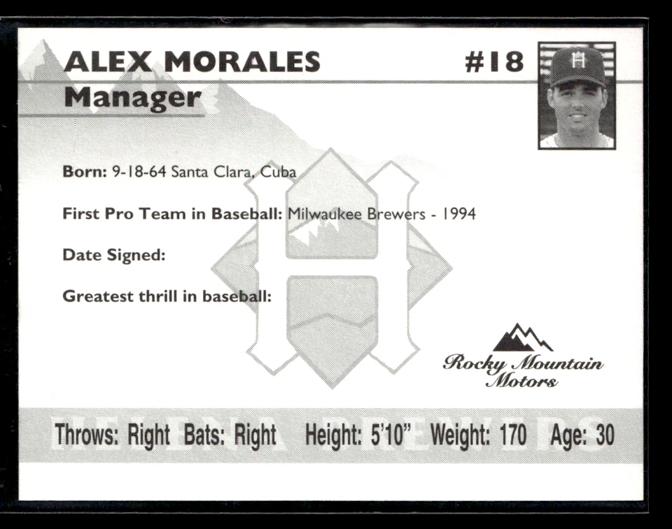 Alex Morales 1995 Helena Brewers Team Set - Image 2 of 2