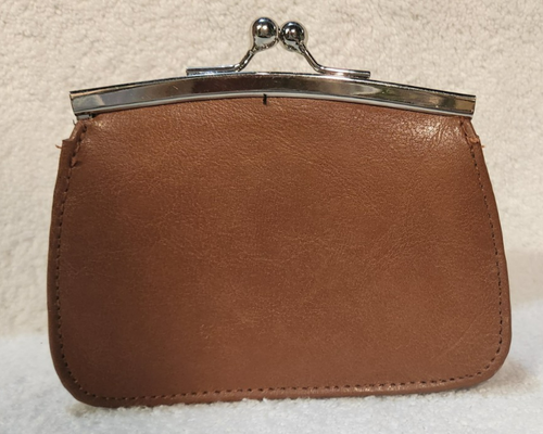 Vintage Baci Braun Leder Silber Druckknopf Münze Kreditkarte Geldbörse Portemonnaie Italien - Bild 5 von 11