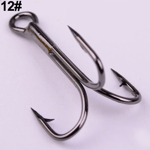 7 Size 2/4/6/8/10/12 100pcs Fishing Treble Hooks Hook High Carbon Steel Tackle - Picture 7 of 14