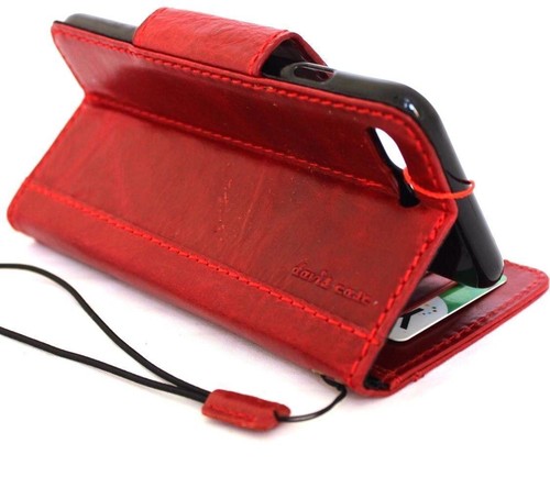 Genuine Full Leather Case for Apple iPhone SE 2 Book Wallet Luxury Rubber Red - Picture 2 of 7