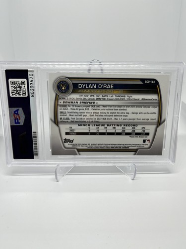 Dylan O’Rae Signed 2023 Bowman Chrome 1st Orange Sapphire /50 PSA Auto 10 - Picture 2 of 2