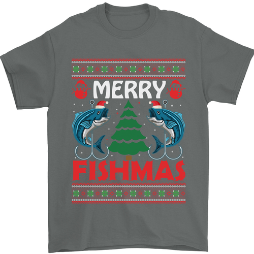 Merry Fishmas lustiges Weihnachtsangeln Herren T-Shirt 100% Baumwolle - Bild 41 von 102
