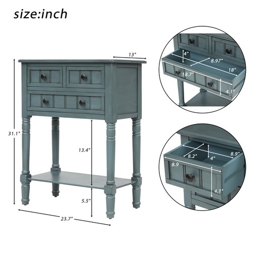 23" Classic Console Table with Drawers for Entryway, Sofa Table W/Bottom Shelf - Picture 3 of 28