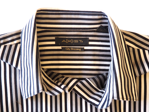 Axist Men's Long Sleeve Striped Dress Shirt Size XL Black & Silver - Picture 3 of 6