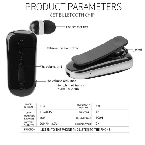 Wireless Kopfhörer Bluetooth Ohrhörer Headset Freisprecheinrichtung Ohrhörer Fahren Trucker - Bild 9 von 12