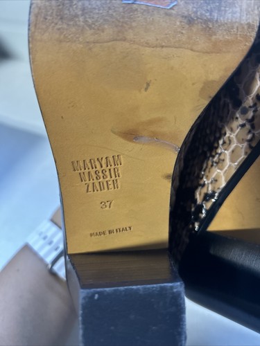 Maryam Nassir Zadeh Nora Patent Leather Auburn Snakeskin Loafers Heels Sz 37 EU - Picture 10 of 10
