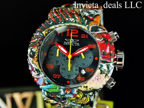 Raro Reloj Invicta Para Hombre 52mm GRAND Pro Diver GRAFFITI Cronógrafo HIDROCHAPADO SS - Imagen 9 de 15
