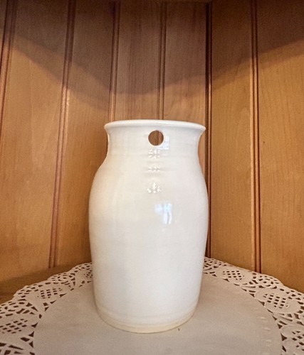 Vintage Artist Signed White Pottery Wall Pocket Holder Floral Pink Green Kitchen - Picture 10 of 14