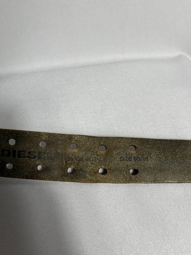 Vintage Mens Diesel az94 black double prong genuine leather & canvas belt 95 cm - Picture 8 of 9