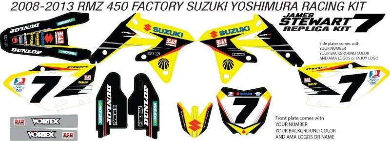 2008-2017 SUZUKI RMZ 450 Yoshimura James Stewart Graphics Kit MSG US PLATE INFO - Image 2 of 3
