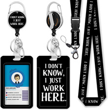 Retractable Badge Holder with Lanyard ID Card Holder Vertical Keychain Clip