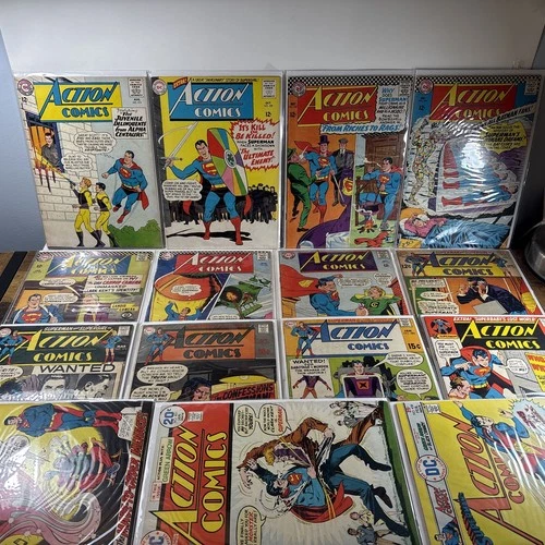 DC Comics Action Comics Superman 1964 Comic Book Lot Of 15 Vintage Silver Era