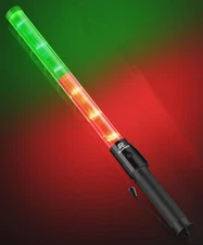 1 Pack 21 Inch Traffic Wands, Red and Green Led Traffic Control Baton, Safety Li