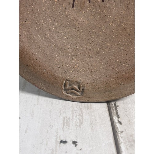 Vintage Pottery Vases Grey And Pink Floral ~ Stamped Fan Shape Oval Heavy - Picture 9 of 10