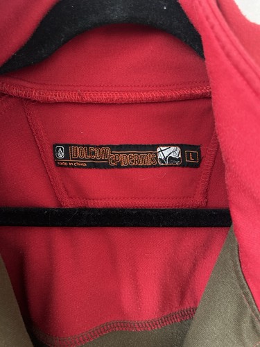 Volcom Epidermis Y2K Hoodie Jacket Red/Brown Sz L Full Zip Missing Zipper Read - Picture 3 of 5
