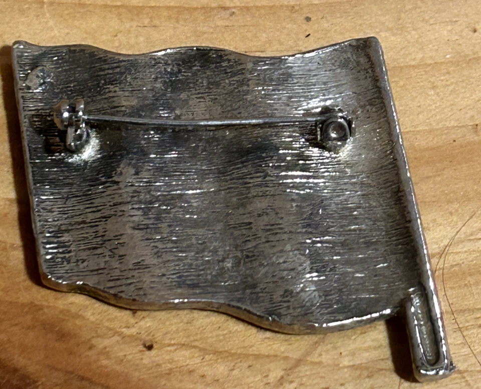 American Flag Pin rhinestones silver tone two stones missing - Image 2 of 3